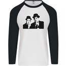 Dick and Doof Aka Laurel & Hardy Mens L/S Baseball T-Shirt White/Black