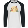 Mum and Daughter Shopping Mens L/S Baseball T-Shirt White/Black