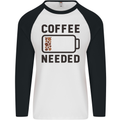 Coffee Needed Funny Addict Mens L/S Baseball T-Shirt White/Black