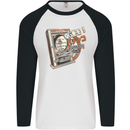 Pachinko Machine Arcade Game Pinball Mens L/S Baseball T-Shirt White/Black