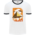 UFO Pyramid Alien Flying Saucer Mens Ringer T-Shirt White/Black