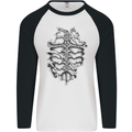 Roman Armour Fancy Dress Warrior Gym MMA Mens L/S Baseball T-Shirt White/Black