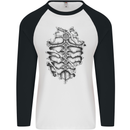Roman Armour Fancy Dress Warrior Gym MMA Mens L/S Baseball T-Shirt White/Black