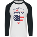 Independence Day Happy 4th of July Mens L/S Baseball T-Shirt White/Black