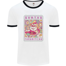 Santa's Favourite HO Funny Hippy Trippy Christmas Mens Ringer T-Shirt White/Black