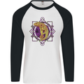 A Geometric Chameleon Mens L/S Baseball T-Shirt White/Black