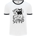 He Slipped A Cat Murdering a Dog Funny Mens Ringer T-Shirt White/Black