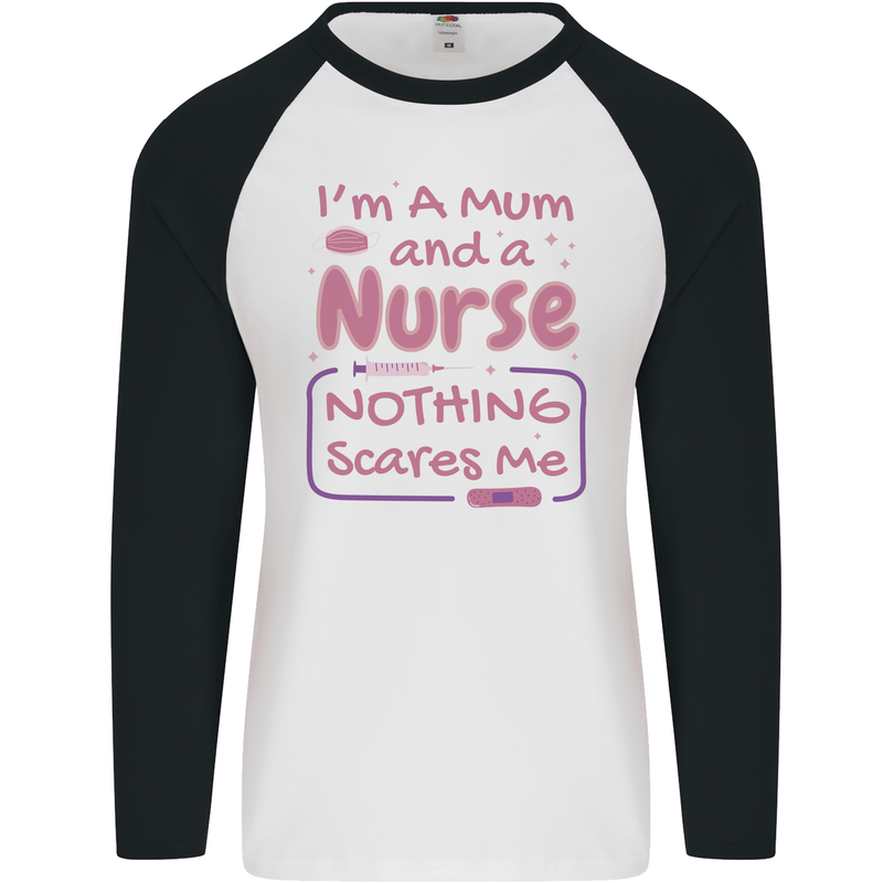 Mum and a Nurse Funny Mothers Day Gift Mens L/S Baseball T-Shirt White/Black