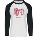 Chinese Zodiac Shengxiao Year of the Dragon Mens L/S Baseball T-Shirt White/Black