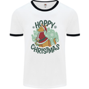 Hoppy Christmas Funny Kangaroo Xmas Mens Ringer T-Shirt White/Black