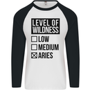 Levels of Wildness Aries Mens L/S Baseball T-Shirt White/Black