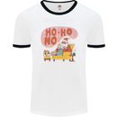 HO HO No Funny Lazy Christmas Bah Humbug Xmas Mens Ringer T-Shirt White/Black