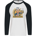 It's Beer O'Clock Funny Alcohol Mens L/S Baseball T-Shirt White/Black