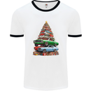 Muscle Car Christmas Tree Xmas Classic Mens Ringer T-Shirt White/Black