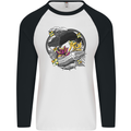 Koi Carp Yin and Yang Fish Pond Mens L/S Baseball T-Shirt White/Black