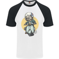 Mod Scooter Moped Skull Mens S/S Baseball T-Shirt White/Black