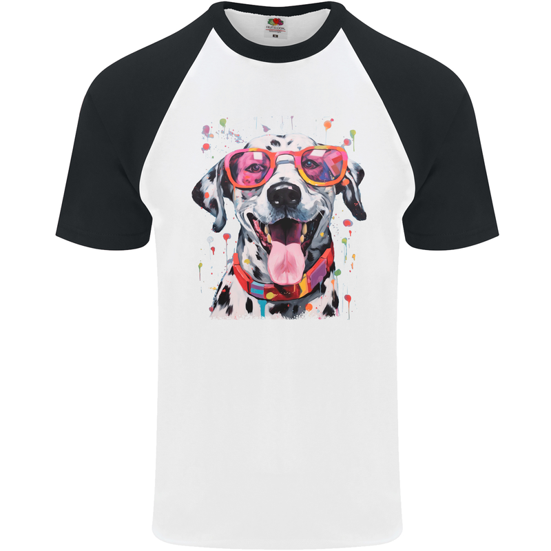 Atistic Dalmation Dog Mens S/S Baseball T-Shirt White/Black