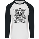 Get up Stand up Reggae Music Mens L/S Baseball T-Shirt White/Black