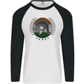 India Bodybuilding Flag Gym Training Indian Mens L/S Baseball T-Shirt White/Black