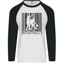 Basketball Barcode Player Mens L/S Baseball T-Shirt White/Black