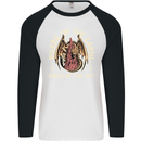 Dragons Rulers of the Earth Fantasy RPG Mens L/S Baseball T-Shirt White/Black