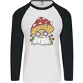 Santa Mushroom Christmas Mycology Foraging Xmas Mens L/S Baseball T-Shirt White/Black