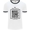 Keep Calm & Make Some Noise Rock n Roll Mens Ringer T-Shirt White/Black