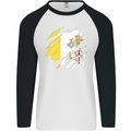 Torn Vatican Flag Day Mens L/S Baseball T-Shirt White/Black