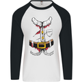 Christmas Santa Claus Fancy Dress Costume Mens L/S Baseball T-Shirt White/Black