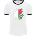 Torn Madagascar Flag Madagascan Day Football Mens Ringer T-Shirt White/Black