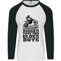 Motocross Bigger Toys Older Boys MotoX Mens L/S Baseball T-Shirt White/Black