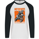 Adrenaline Dirt Motocross MotoX Dirt Bike Mens L/S Baseball T-Shirt White/Black