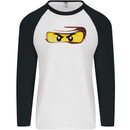 Ninja Eyes Mens L/S Baseball T-Shirt White/Black