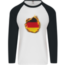 The German Flag Fire Effect Germany Mens L/S Baseball T-Shirt White/Black