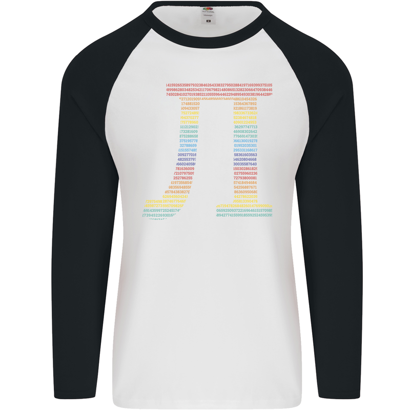 Rainbow Pie Day Maths Mathematics LGBT Mens L/S Baseball T-Shirt White/Black