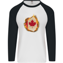 The Canadian Maple Leaf Flag Fire Canada Mens L/S Baseball T-Shirt White/Black