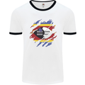 Torn Swaziland Flag Swazi Day Football Mens Ringer T-Shirt White/Black