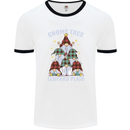 Christmas Gnome Tree Funny Xmas Plaid Tartan Mens Ringer T-Shirt White/Black
