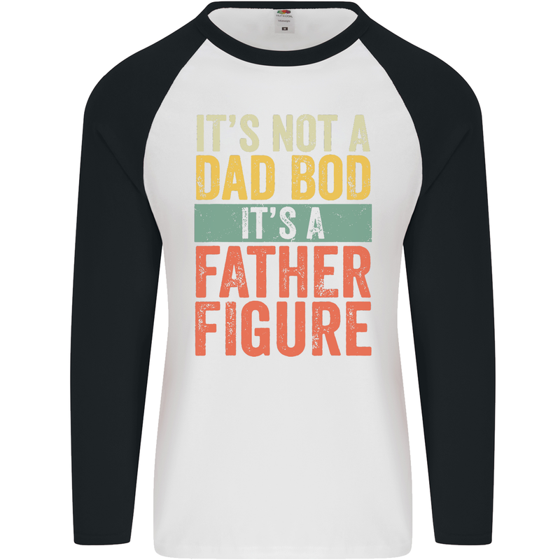 Father's Day Dad Bod It's a Father Figure Mens L/S Baseball T-Shirt White/Black