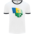 Curled Saint Vincent and Grenadines Flag Football Mens Ringer T-Shirt White/Black
