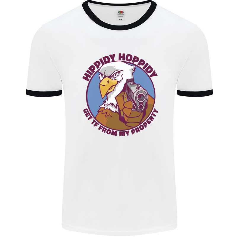 Hippidy Hoppidy Get Off My Property Gun Rights Mens Ringer T-Shirt White/Black