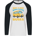 Just a Boy Who Loves Buses Bus Mens L/S Baseball T-Shirt White/Black