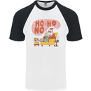 HO HO No Funny Lazy Christmas Bah Humbug Xmas Mens S/S Baseball T-Shirt White/Black