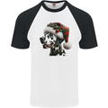 Christmas Dalmatian Dog Wearing a Xmas Hat Mens S/S Baseball T-Shirt White/Black