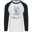 Floating Polar Bear Environment Climate Change Mens L/S Baseball T-Shirt White/Black