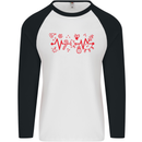 Christmas ECG Xmas Heartbeat Love Heart Mens L/S Baseball T-Shirt White/Black