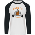 Gym Gorilla Fitness Bodybuilding Training Mens L/S Baseball T-Shirt White/Black