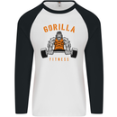 Gym Gorilla Fitness Bodybuilding Training Mens L/S Baseball T-Shirt White/Black