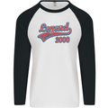 Legend Since 23rd Birthday 2000 Mens L/S Baseball T-Shirt White/Black