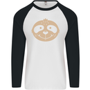 A Funny Sloth Face Mens L/S Baseball T-Shirt White/Black